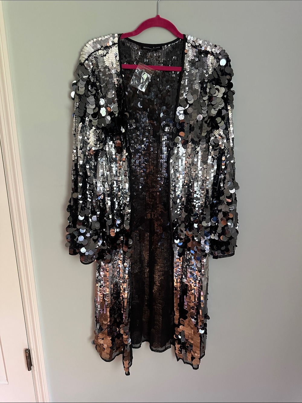 Boston Proper Black & Silver Sequin Duster